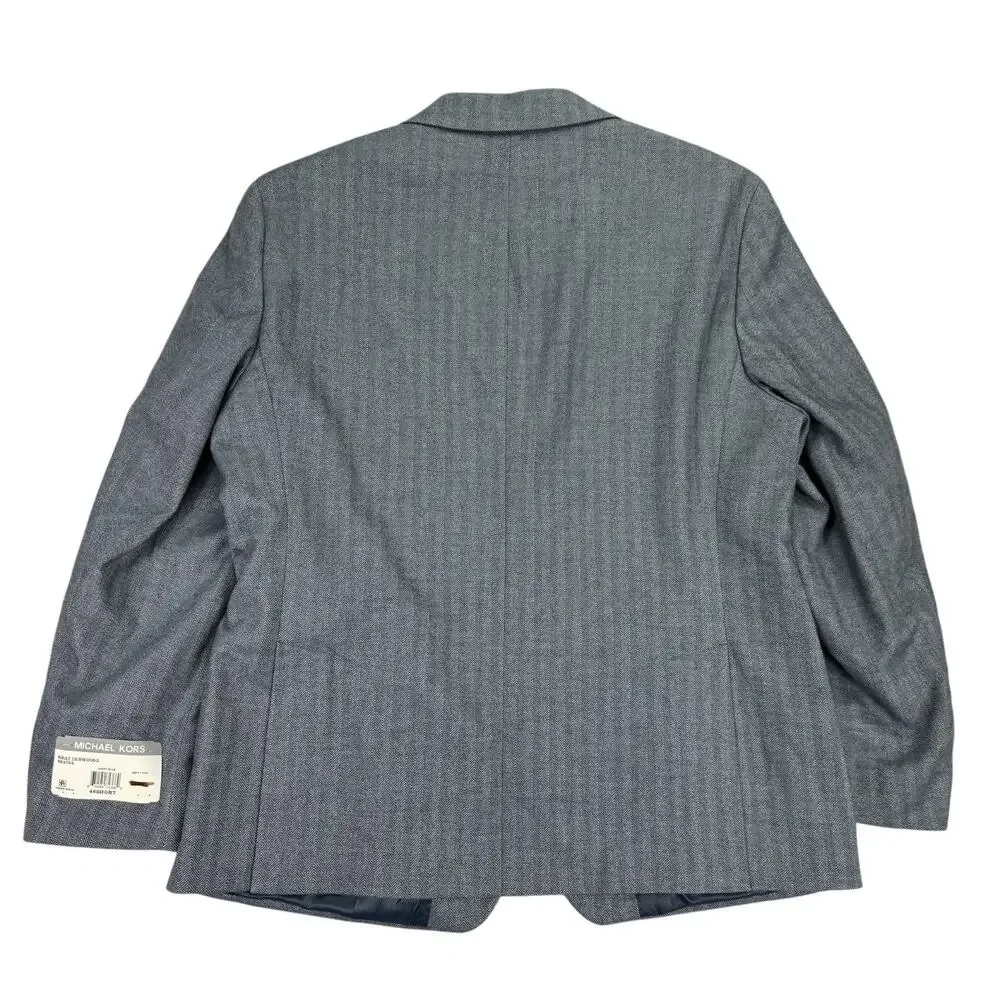Michael Kors Mens Keates Classic Fit Herringbone Woven Sport Coat Light Blue 44S
